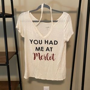 You Had Me at Merlot - v neck top